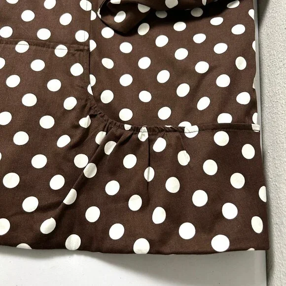 Susan Graver Sateen Jacket Size 3X Brown White Polka Dot Ruched Sleeve Pockets - Picture 10 of 16